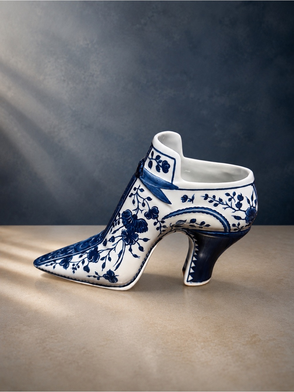 Authentic Delft Blue Porcelain High Heel Shoe Figurine